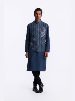 Rohit Bal - Indigo Digital Print Men's Nehru Jacket