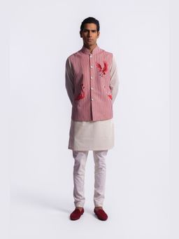 Rohit Bal - Pink Digital Print Men's Nehru Jacket