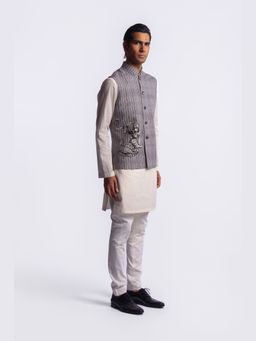 Rohit Bal - Purple Digital Print Men's Nehru Jacket