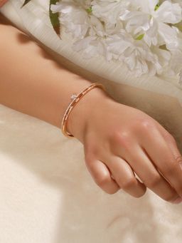 Aatmana - Brass American Diamond Rose Gold-Plated Bangle-Style Bracelet