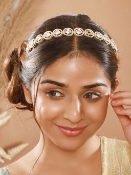 Aatmana - Gold-Plated Kundan Studded Sheeshphool Head Jewellery