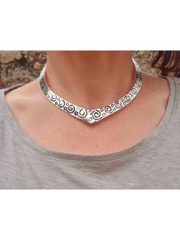 NVR - Handmade Silver-Plated Oxidized Collar Choker Necklace