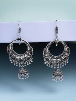NVR - Unique Silver Plated German Silver Jhumka Earrings