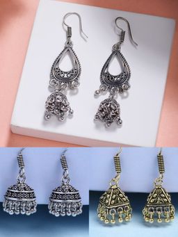 NVR - Oxidized Traditional Fashion Earrings (Set of 3)
