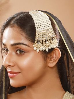 Aatmana - Gold-Plated Kundan Studded Jhumar Passa Head Jewellery