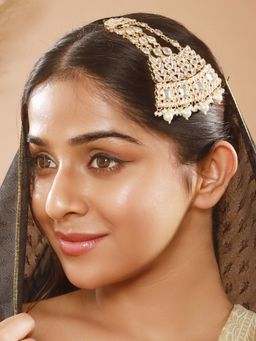Aatmana - Gold-Plated Kundan Studded Jhumar Passa Head Jewellery