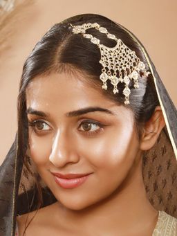 Aatmana - Gold-Plated Kundan Studded Jhumar Passa Head Jewellery