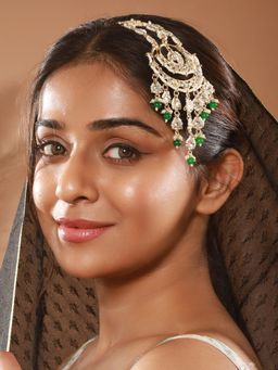 Aatmana - Gold-Plated Kundan Studded Jhumar Passa Head Jewellery