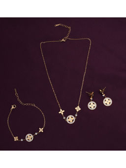 Palmonas - Zircon-Studded Floral Necklace and Earring Jewellery Set for Women