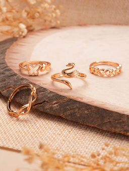 Aatmana - Gold-Plated Adjustable Finger Ring (Set of 4)