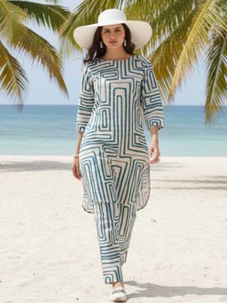 Shaily - Women Turquoise Cotton Printed Co-Ord (Set of 2)