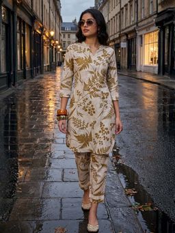 Shaily - Mustard Floral Printed Pure Flex Cotton Co-Ord Set