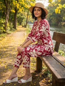 Shaily - Pink Floral Printed Pure Flex Cotton Co-Ord Set