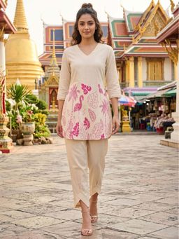 Shaily - Pink Floral Printed Pure Flex Cotton Co-Ord Set