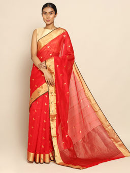 CHOWDHRAIN - Robin Chanderi Saree with Unstitched Blouse Piece