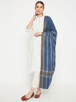 Creative Line - Blue Charked Stripes Knitted Stole