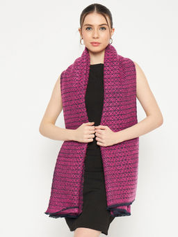 Creative Line - Pink Self Design Woven Knitted Stole