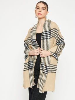Creative Line - Beige Self Design Woven Knitted Stole