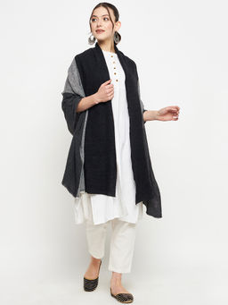 Creative Line - Grey and Black Self Design Knitted Stole