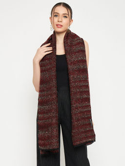 Creative Line - Maroon Self Design Woven Knitted Stole