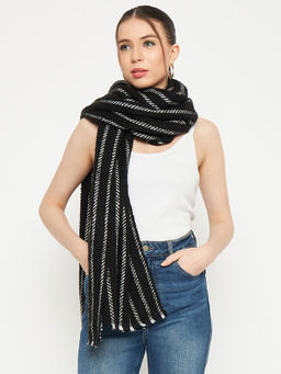 Creative Line - Black Self Design Knitted Stole