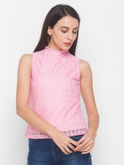 Globus - Ruffle Neck Keyhole Detail Lace Top