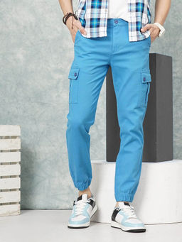 The Indian Garage Co - Blue Solid Regular Fit Joggers