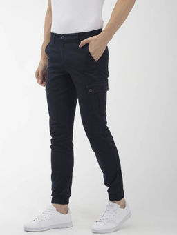 The Indian Garage Co - Navy Blue Solid Regular Fit Joggers
