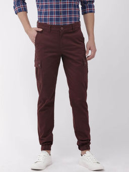 The Indian Garage Co - Burgundy Solid Regular Fit Joggers