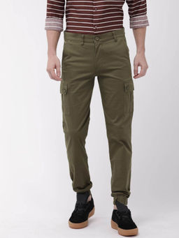 The Indian Garage Co - Olive Solid Regular Fit Joggers