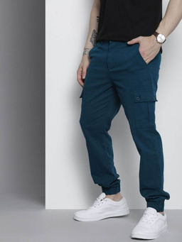 The Indian Garage Co - Blue Solid Regular Fit Joggers