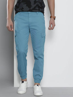 The Indian Garage Co - Blue Solid Regular Fit Joggers