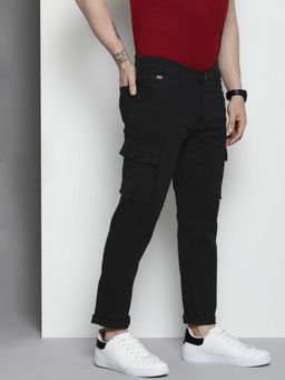 The Indian Garage Co - Black Solid Regular Fit Cargo