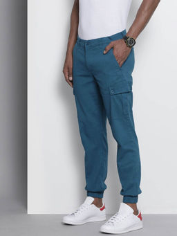 The Indian Garage Co - Blue Solid Regular Fit Joggers
