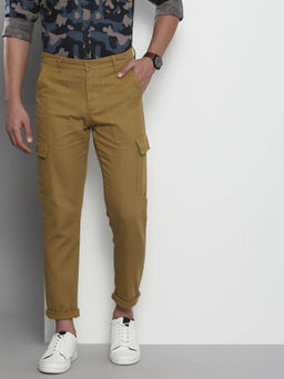 The Indian Garage Co - Khaki Solid Regular Fit Cargo