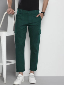 The Indian Garage Co - Teal Solid Regular Fit Cargo