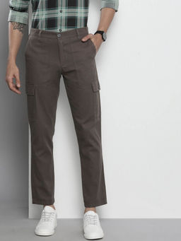 The Indian Garage Co - Grey Solid Regular Fit Cargo