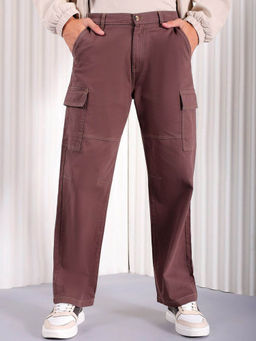 The Indian Garage Co - Brown Solid Regular Fit Cargo