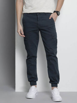 The Indian Garage Co - Navy Blue Solid Slim Fit Joggers