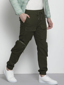 The Indian Garage Co - Olive Solid Regular Fit Joggers