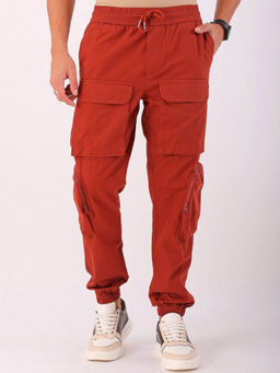 The Indian Garage Co - Orange Solid Regular Fit Joggers