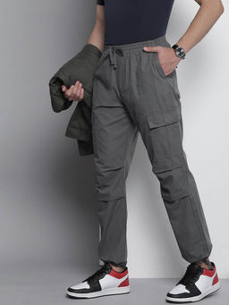 The Indian Garage Co - Grey Solid Relaxed Fit Joggers