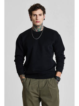 Snitch - Black Solid Relaxed Fit Sweatshirt