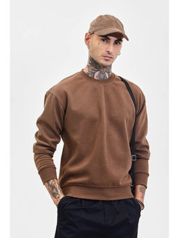 Snitch - Brown Solid Relaxed Fit Sweatshirt