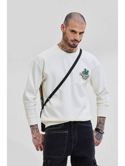 Snitch - Off White Printed Relaxed Fit Sweatshirt