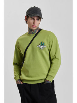 Snitch - Green Printed Relaxed Fit Sweatshirt