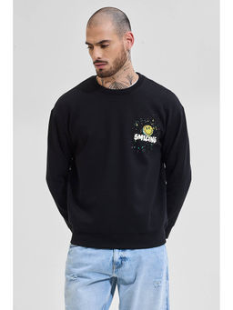 Snitch - Black Printed Relaxed Fit Sweatshirt