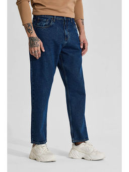 Snitch - Navy Blue Solid Regular Fit Jeans