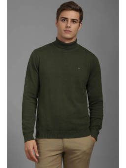 Louis Philippe - Olive Solid Regular Fit Sweater