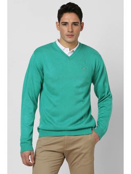 Peter England - Green Solid Regular Fit Sweater
